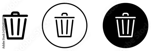 Bild auf Leinwand trash bin icon collection