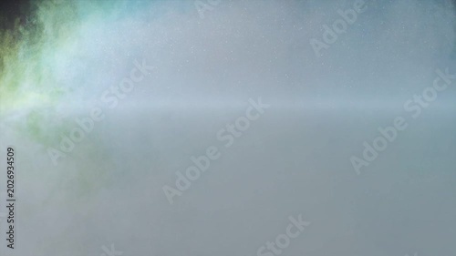 Cyan burst starting bright countdown digit, counting down per second, glitching clouds toward 1