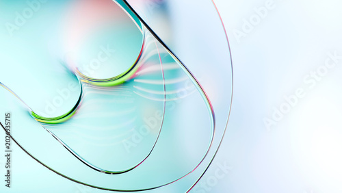 Obraz na plátně Abstract Teal Green Glass Circle Spiral Curve Transparent Minimal Background
