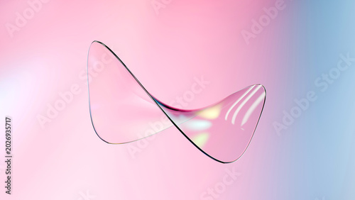 Abstract Glass 3D Wave Shape Pink Gradient Transparent Iridescent Minimal Background
