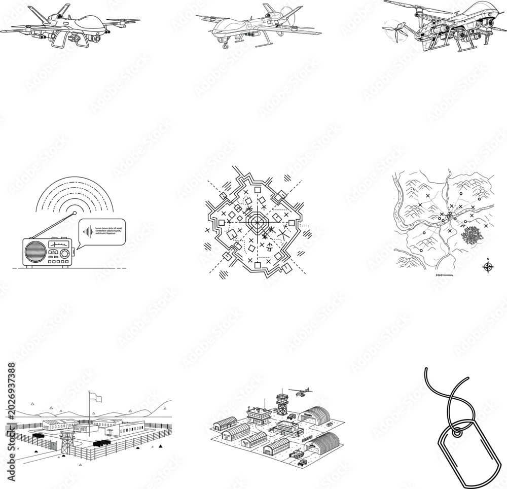 Obraz premium Military aircraft technology identification with dog tag aircraft military illustration technology transport dashboard identification