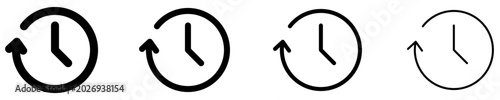Obraz na płótnie A set of clock icons with a rotating arrow showing different line thickness options