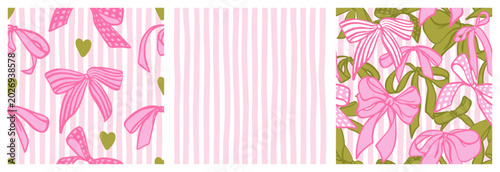Tableau sur toile Whimsical Coquette seamless pattern Ribbon Bows