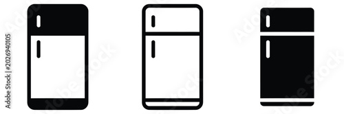 Foto Three black and white mobile phone icons in different orientations on white back
