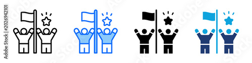Foto Mission Accomplished Icon Set Multi Style Vector Illustration