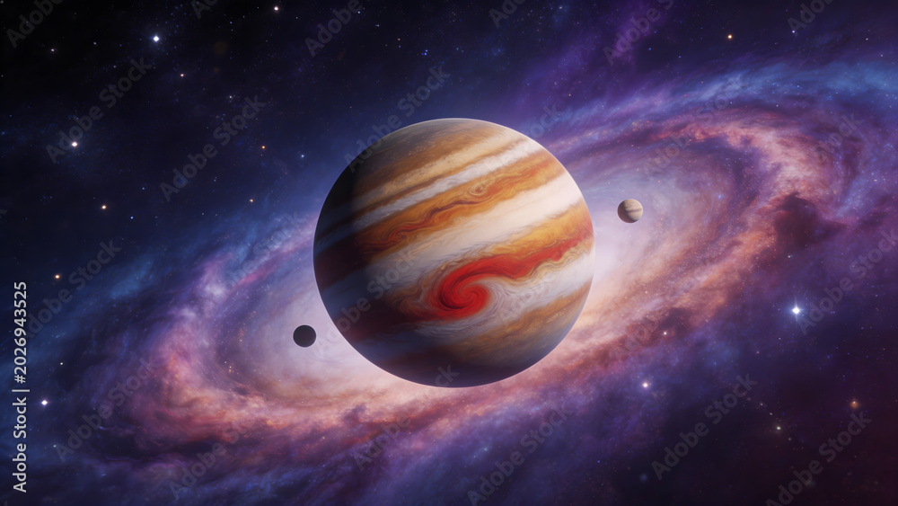 Obraz premium Jupiter with moons in space