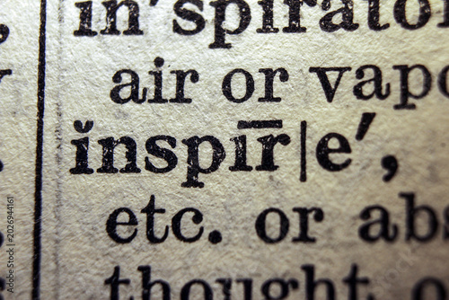 Foto Word inspire on dictionary page, macro close up
