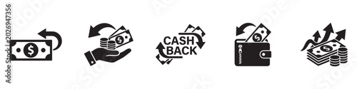 Φωτογραφία Cash back icon set