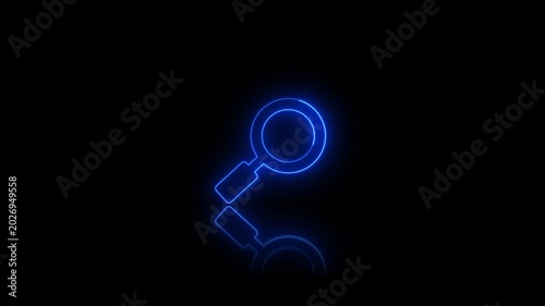 Search icon video animation. Magnifying glass icon symbol motion animation. Neon job searching icon animation. Neon glowing magnifying glass and search icon video animation. Neon searching video.