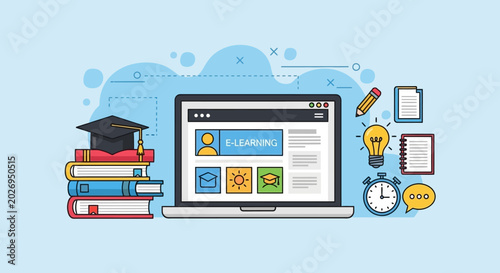Laptop with online education website open.