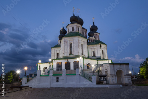 The ancient Resurrection Cathedral (Military Cossack Cathedral) in the May twilight. The village of Starocherkasskaya. Rostov region, Russia