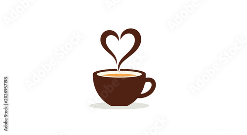 A brown coffee cup with heart steam.