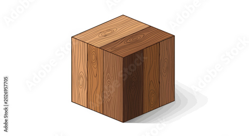 Foto Isometric Wooden Cube Vector Illustration