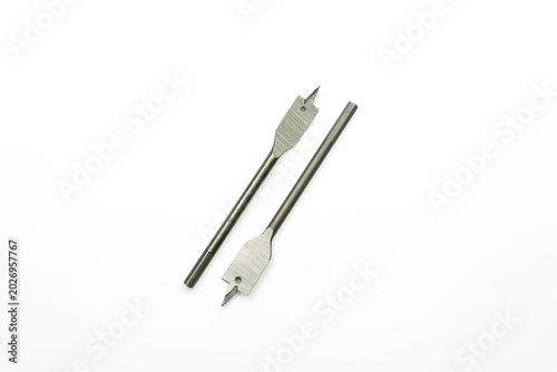 Fotografía Wood spade drill bits isolated on transparent background, construction drilling