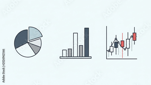 Set of Business Charts and Graphs for Data Analysis and Financial Reports