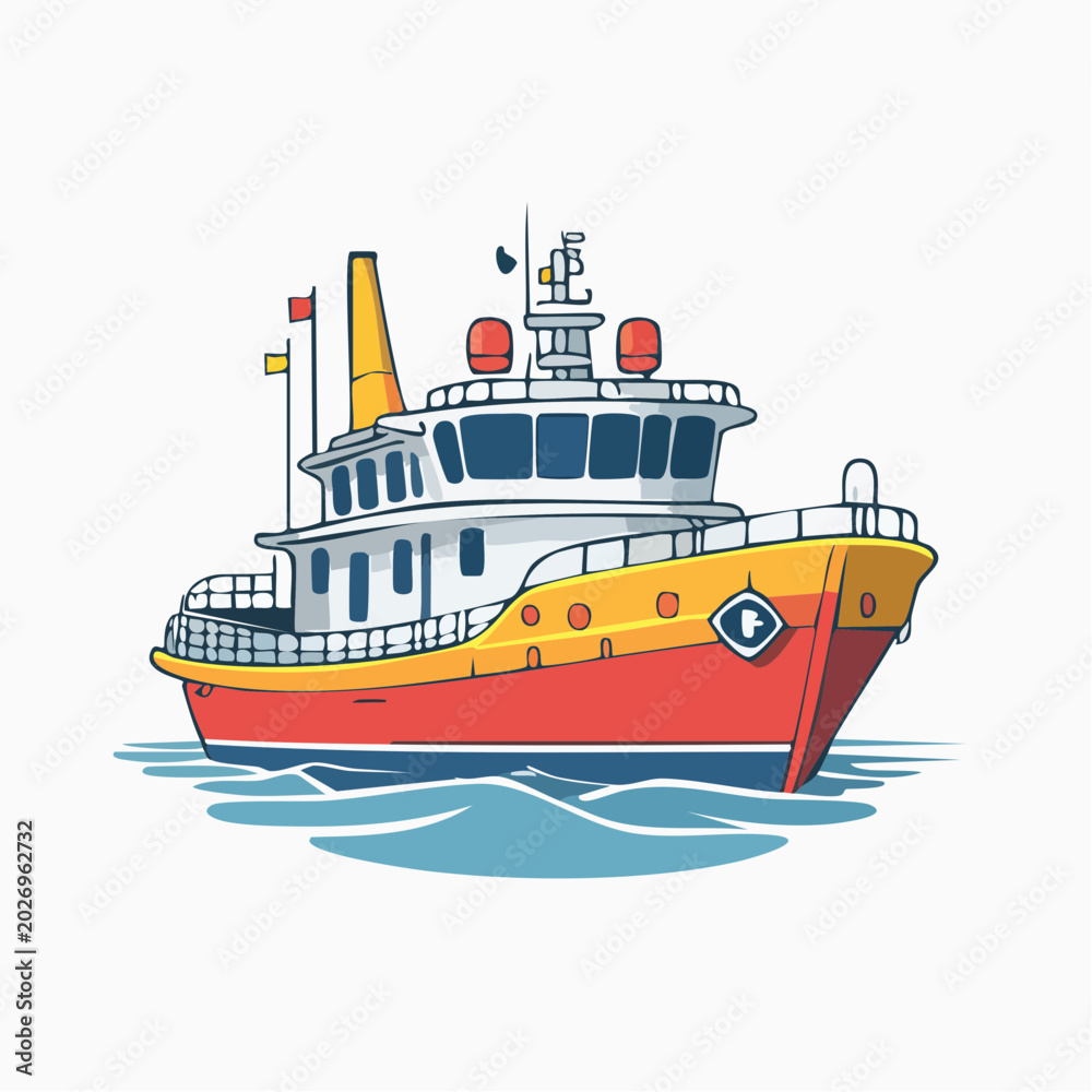 Fototapeta premium Cartoon Tugboat Illustration