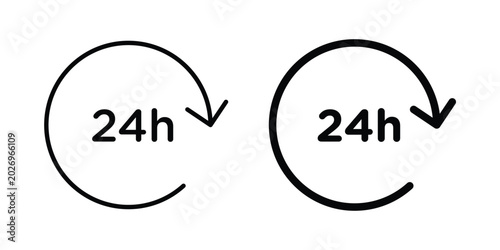 Tableau sur toile 24 Hrs icon for apps and websites. Vector symbols