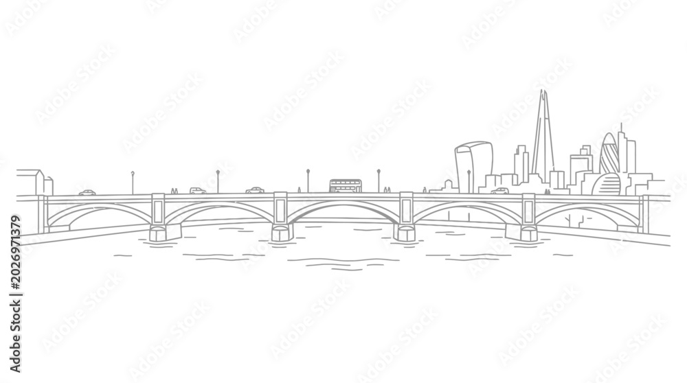 Fototapeta premium City skyline with a bridge over water.