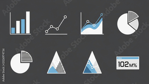 Collection of Modern Data Analytics Charts and Graphs on Dark Background