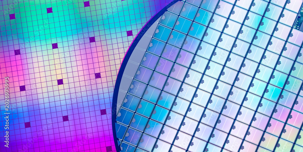 Fototapeta premium Silicon wafer for manufacturing semiconductor of integrated circuit.Electronic circuit designs have been built onto the wafers using micromaching including photolithography