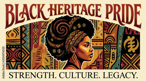 Принти на полотні African American Woman Heritage Pride Portrait.