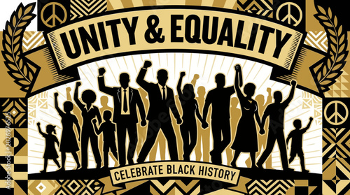 Schilderij op canvas People Celebrating Unity Equality Together.