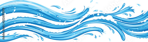 фотографія Blue Ocean Wave Illustration Featuring Flowing Water Splash, Dynamic Sea Motion,