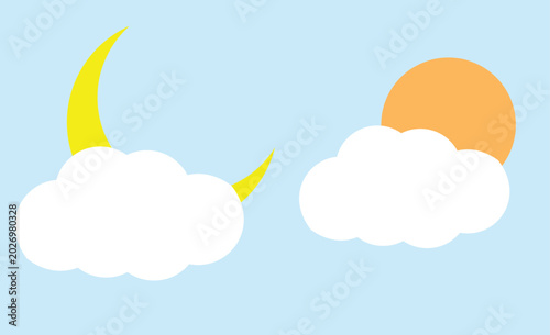 sun and clouds, moon and clouds