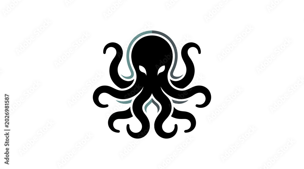 Fototapeta premium Stylized Octopus Silhouette Logo Icon