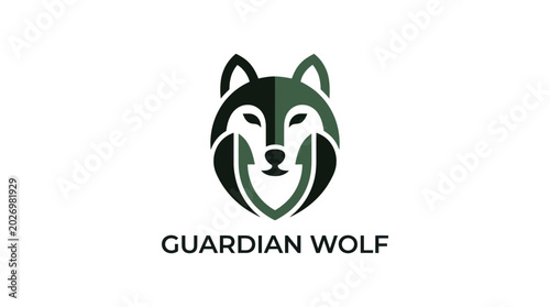 Foto Modern Wolf Logo Design - Guardian Wolf Emblem