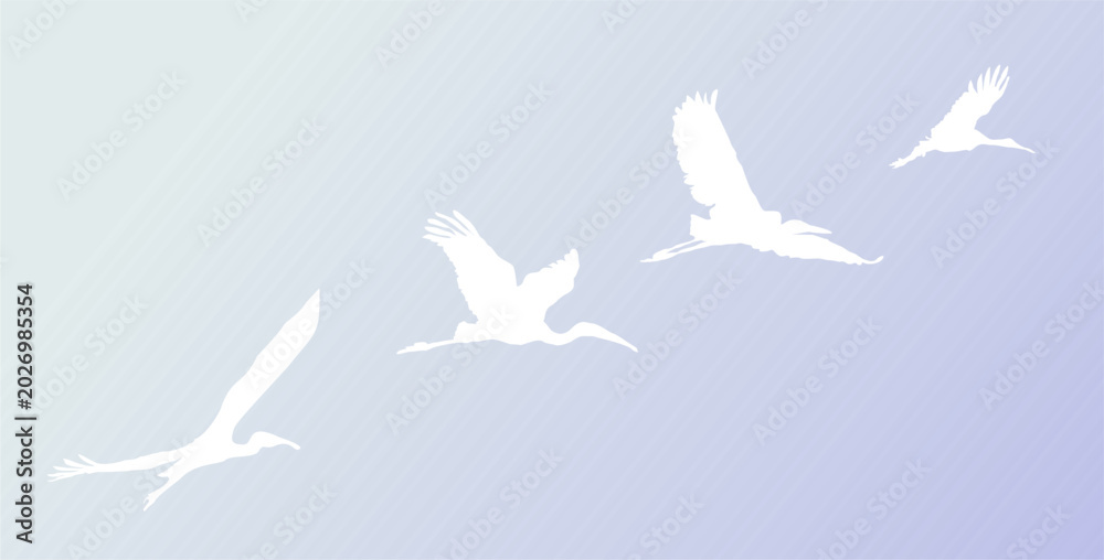 Naklejka premium White Silhouettes of Flying Birds on Pastel Gradient Background