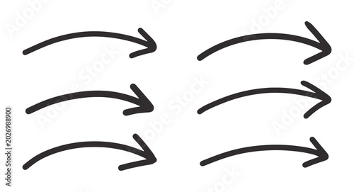 Hand Drawn Long Curved Arrow Collection with Dynamic Sketch Style