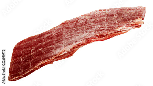 Obraz na plátně Beef Jerky, dried meat isolated, full depth of field