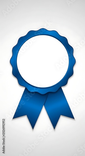 A blue ribbon icon on a white background
