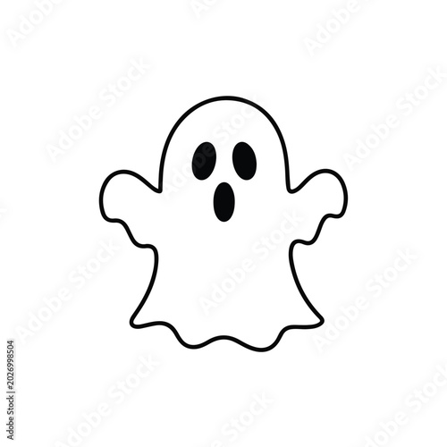 Cute Ghost Outline Halloween Vector