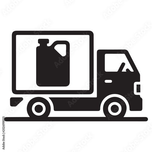 Fuel delivery truck water jerrycan transport vector icon
