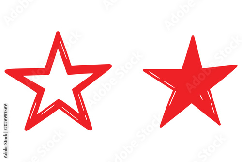 Canvastavla Red hand drawn stars set isolated on transparent background for celebration and