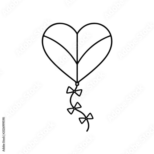 Heart Shaped Balloon Outline Vector Illustration