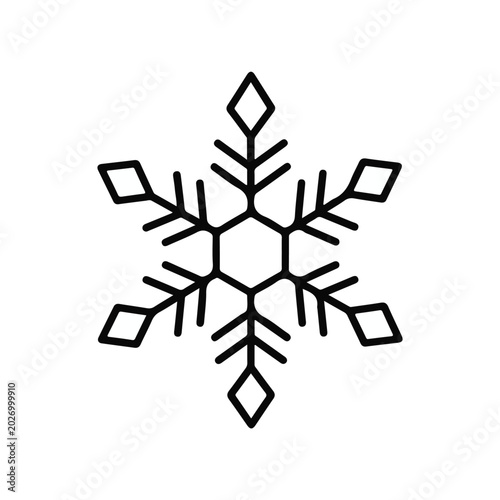 Elegant Winter Snowflake Line Art Vector
