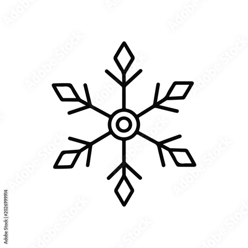 Minimal Snowflake Outline Icon Vector