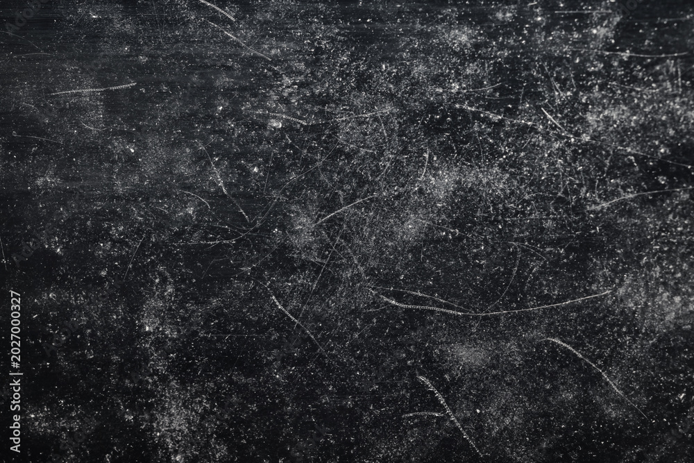 Obraz premium Black background scratches and noise, overlay full screen scuffs on the surface aged abstract backdrop