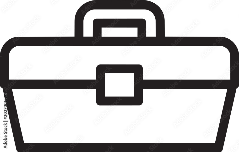 Fototapeta premium Black outline icon of a simple metal tool box