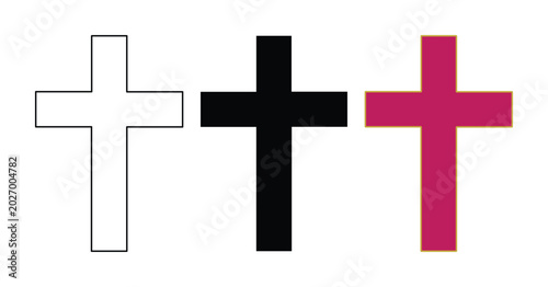 Konstfotografi Christian cross icons set in black, white, and red colors