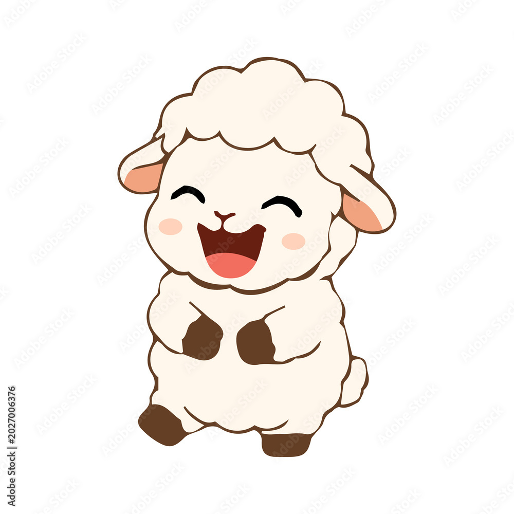 Fototapeta premium Cute sheep cartoon vector illustration element with playful animation style.
