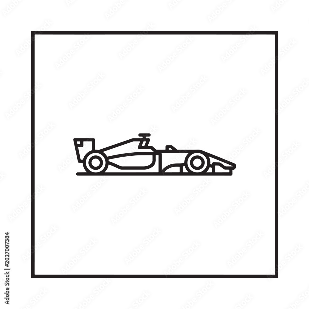 Fototapeta premium formula one race car line drawing in a square frame