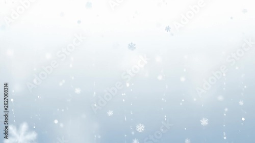 Gentle blue gradient with falling snowflakes, creating a winter wonderland effect