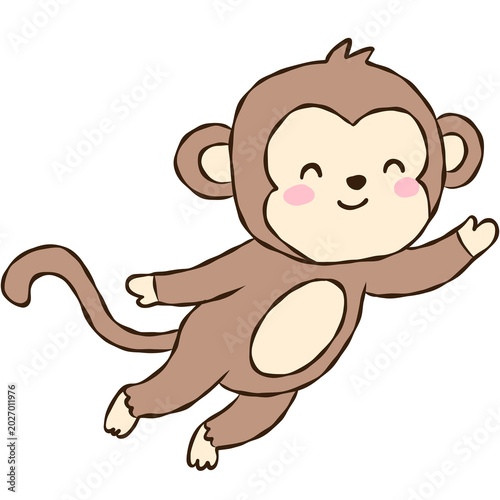 Photography Cute cartoon monkey character set, adorable brown monkey stickers
