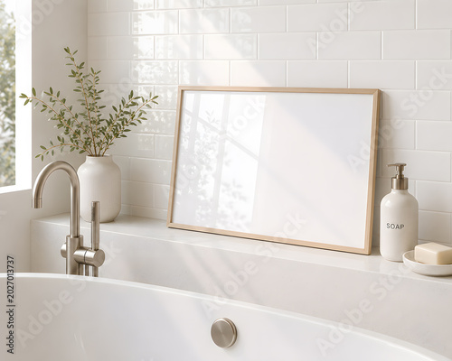 Bathroom Frame Mockup with Natural Light and Clean Spa Interior Styling
