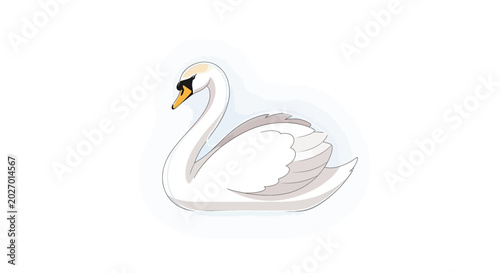 Schilderij op canvas Elegant White Swan Illustration on White Background