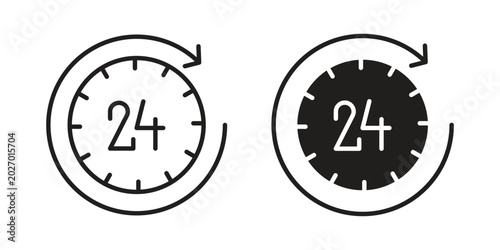 Canvastavla 24 Hrs icon with editable stroke and solid design vectors